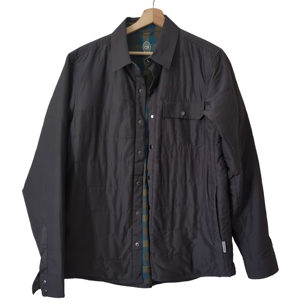 Club Ride Jacket Men's Large Lake Creek Shacket Charcoal Flannel‎ Lined Quilted